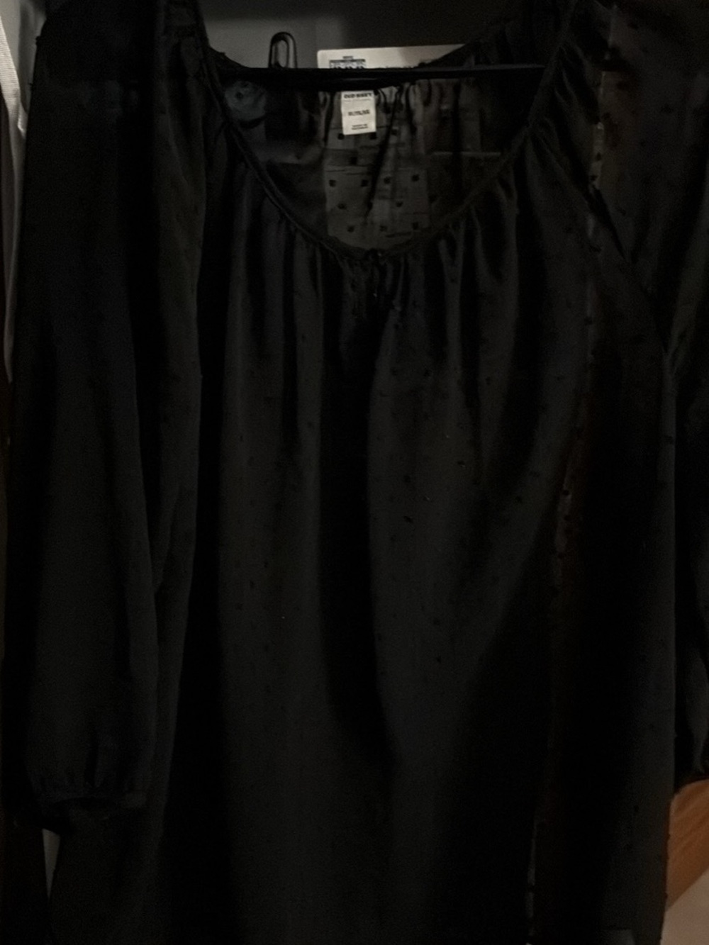 Old Navy Black Sheer Dot Blouse Size XL
